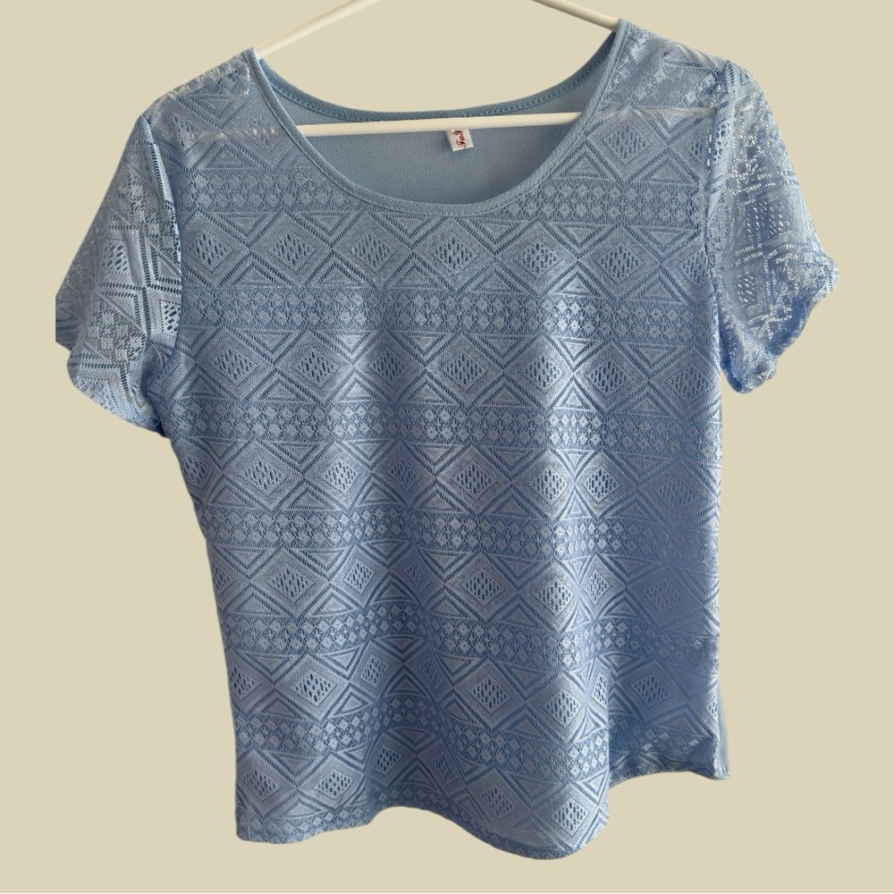 Women's Crochet Lace Gauze Blouse, Korean Style Shirt, Tight